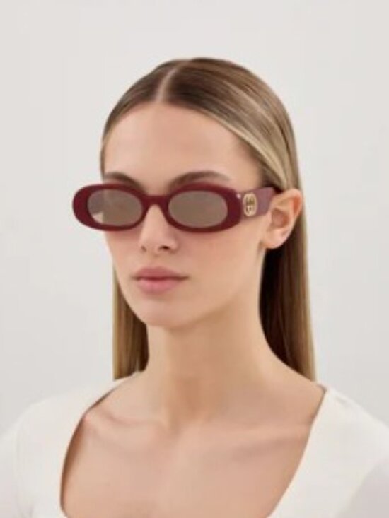 Gucci GG0517S 009 Women Oval Sunglasses - Burgundy / Brown with Mirror main image 11